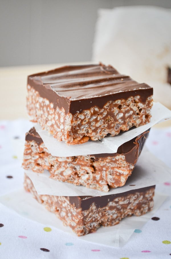 Mars Bar Squares are the ultimate easy dessert! Melted chocolate bars combine with rice cereal (AKA Rice Krispies) to make something wonderful! 