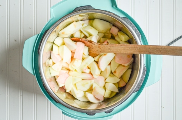 Make a Healthy Homemade Applesauce in the Instant Pot! No added sugar, completely from scratch, and flavored with just a hint of cinnamon! A healthy version of a kid favorite!