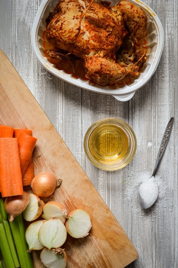 Instant Pot Bone Broth is the BEST way to use up leftover roasted chicken. Make this nutrient dense, delicious chicken bone broth in your Instant Pot for extra ease. Perfect for using in homemade soups.
